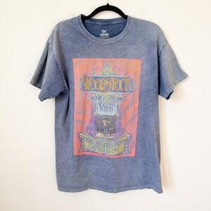 Woodstock 1969 Concert Poster Tee Purple Womens Large‎ Acid Wash